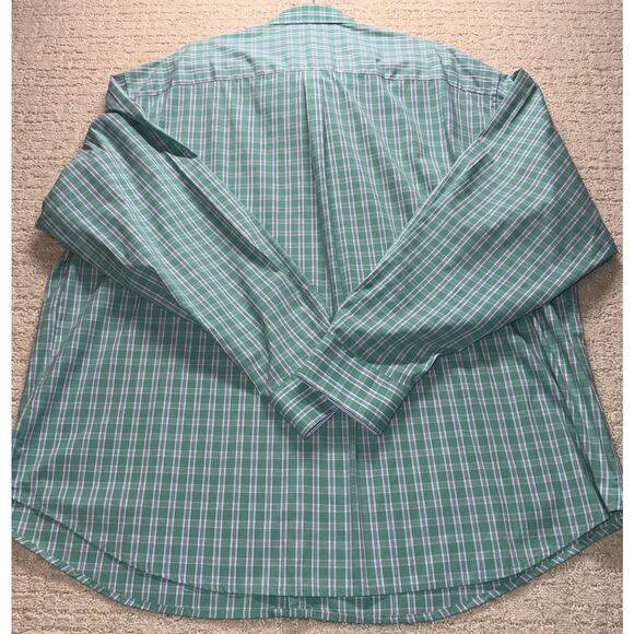 IZOD Long Sleeve Button Down Shirt Green Plaid 3XLT Men's Casual Button-Up - Picture 2 of 8